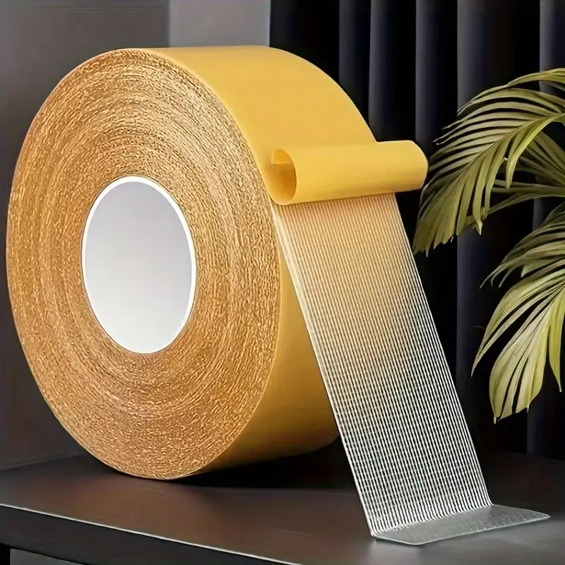 Super Strong Bonding Double-Sided Tape, Heavy-Duty Glass Fiber Adhesive for Walls & Glass, High Bond Adhesive, Waterproof Transparent Installation Tape for Fabric Wood Metal, Long Lasting Adhesive, Double Face Tape