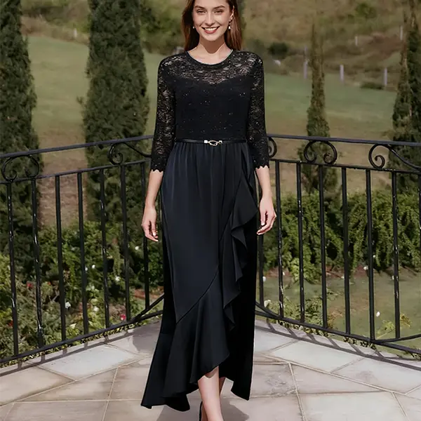 fitted lace wedding dress Zapaka Women Long Prom Dress Tulle Green Off The Shoulder Long Sleeves A-Line Evening Formal Dresses, Green / US12 main image 0