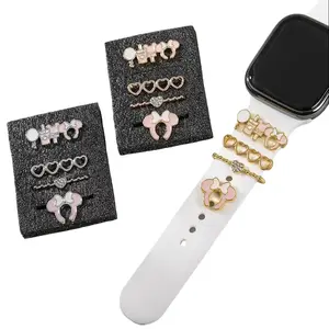 Disney Disney Apple Watch Band Accessories with Cute Mouse Design Heart Charms Pink Bow Gold Accents for Stylish Wear