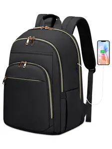 Laptop Backpack, Travel Backpack with USB Port, Lightweight School Backpack, Waterproof Computer Bag for School Work Travel, Casual Lightweight Backpack