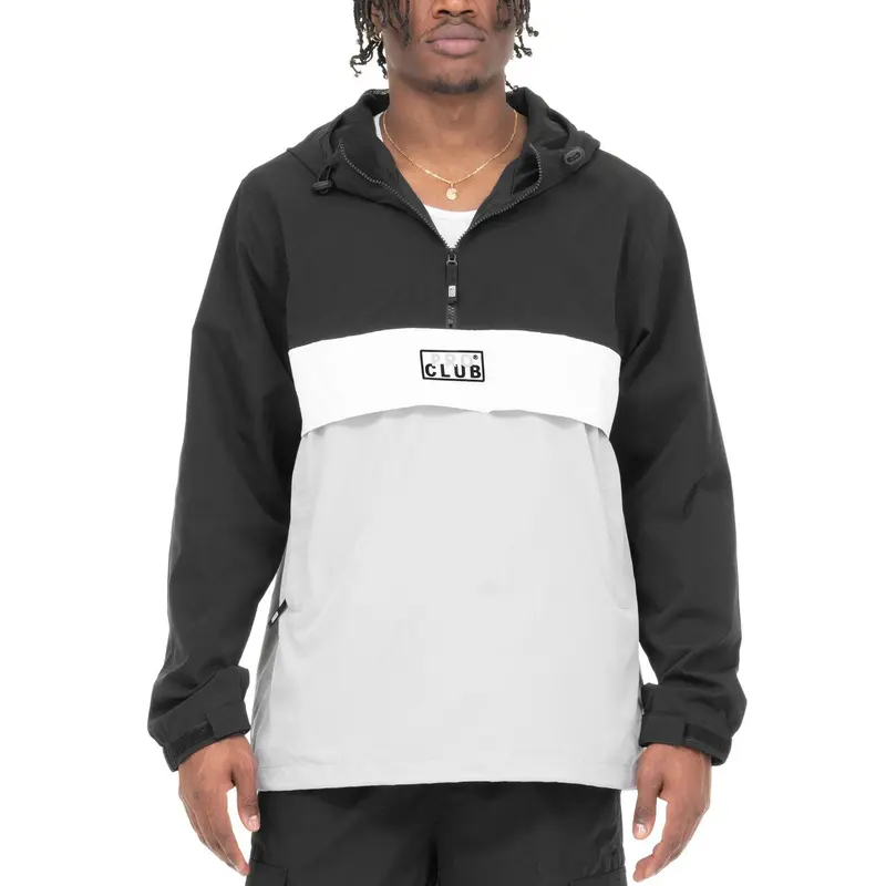 Pro Club Men's Nylon Hooded Quarter-Zip Anorak Jacket, Men's Tops, Activewear Pullover with Straps, Relaxed Fit