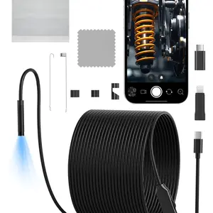 Industrial Endoscope Camera with LED Lights, 5.5mm Inspection Camera, Semi-Rigid Snake Cable, Compatible with iPhone/android Type-C Port