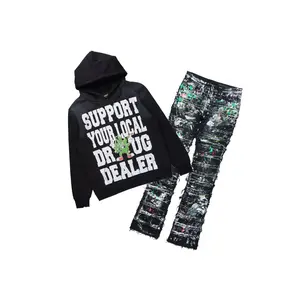Tarl Black/Black Hoodie/Stacked Flare Jean Set