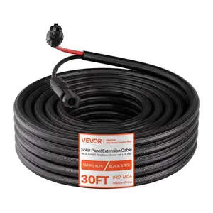 fathersdaygift VEVOR 30FT Solar Panel Extension Cable, 10 AWG, Solar Panel Wire with Flame Retardant Protective Sleeving, Female and Male Connectors, IP67 Waterproof PV Wire, for Outdoor Automotive RV, Black Red