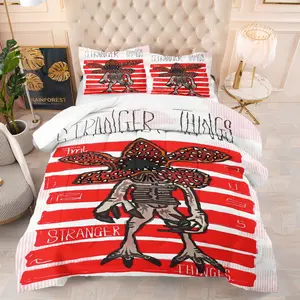 Stranger Things Pattern Bedding Set, Includes 1 Quilt and 1 or 2 Pillowcases Without Pillows, Soft Bedroom Decor for Kids and Adults