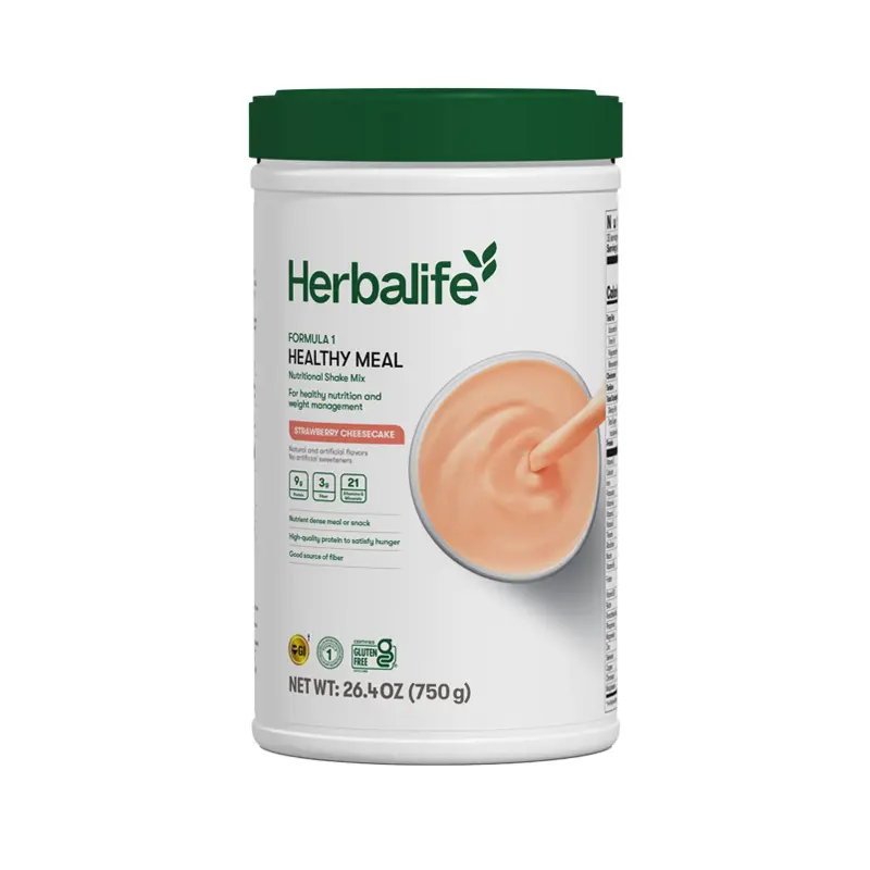 Herbalife Formula 1 Nutritional Shake Mix Strawberry Cheesecake 750 g Gluten Free Essential Vitamins & Minerals Protein Blend Soy & Dairy Sources New Formula Beverage 26.4 oz