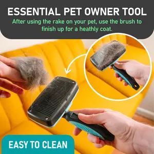 Set Of 2 Dual-Sided Undercoat Rake Dematting Comb for Dogs Cats - Stainless Steel Grooming Tool with Handle,Safe Gentle on Pets, Effective Detangling Brush for All Coat Types,Dog Grooming