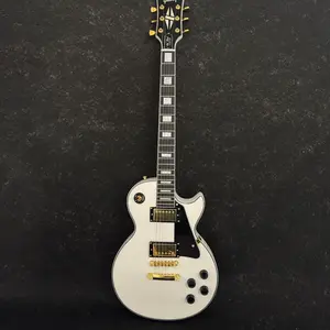 GIBSON White LP Electric Guitar HH Pickups Gold Hardwares Solid Wood Body for Professional Musicians and Recording Studios