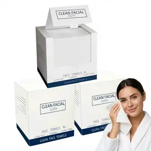 Clean Facial Cloth Large Cleansing Face Wipes for Sensitive Skin Makeup Remover 50 Pieces Eco-Friendly Sealed Packaging Ultra Soft & Durable Plant Fiber