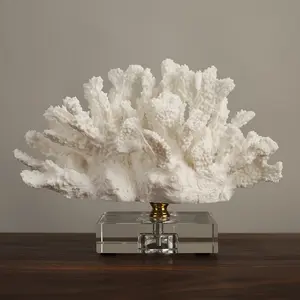 HomeWise Hub 001 Realistic Faux Coral Decor Artificial Resin Ornament Ocean Reef Handicraft Coastal Theme Home Office Desk Shelf Decoration Nautical Interior Design