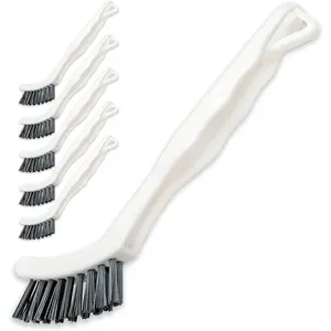 6-Pack Grout Cleaner Brush Scrub Set - Stiff Bristle Scrubbing & Detail Cleaning Brushes for Household Use on Bathtub, Shower, Kitchen, Tile Floors, Sink, Grooves, Window Tracks, Drains