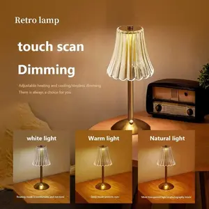 Cordless Table Lamp, 4500mAh Rechargeable Bathroom Lamp, 3 Color Temps Dimmable Touch Mood Light, Spa-Like Shower Light for Bedroom Inside Shower Bathtub Patio Bathroom Decor Relaxing Cozy Experience Dimmable Crystal LED Gold Touch Table Lamp