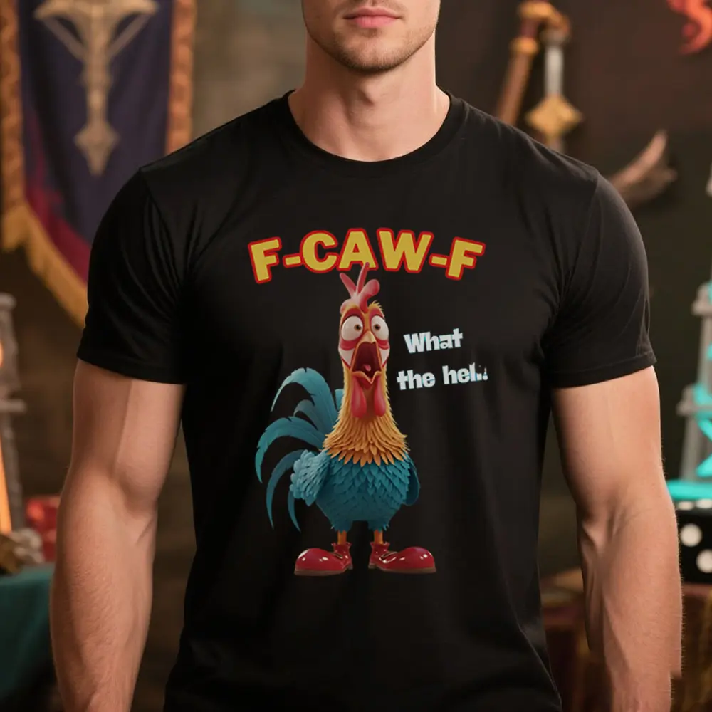 Funny Rooster Sweatshirt – Big Rooster Graphic Sweatshirt with “F-CAW-F” Slogan – Farm Humor Sweater, Gag Gift, unisex sweatshirt