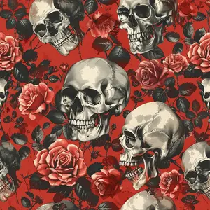 Skulls and Roses Pattern 8 Quilting Cotton Fabric