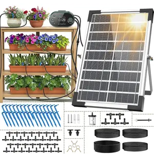 8W Solar Drip Irrigation System, Automatic Watering Kit for 30 Pots, HD LED Display with 22 Timing Modes, Anti-Siphoning, IPX5 Waterproof for Outdoor Garden & Balcony