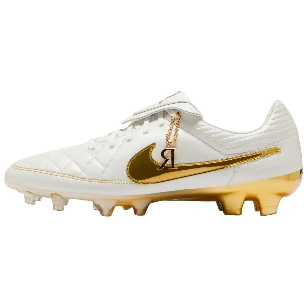 Nike Tiempo Legend Rgn FG SE Ronaldinho Touch Of Gold Comfort Soccer Cleats Unisex Metallic Summit White Coin IF4388-100