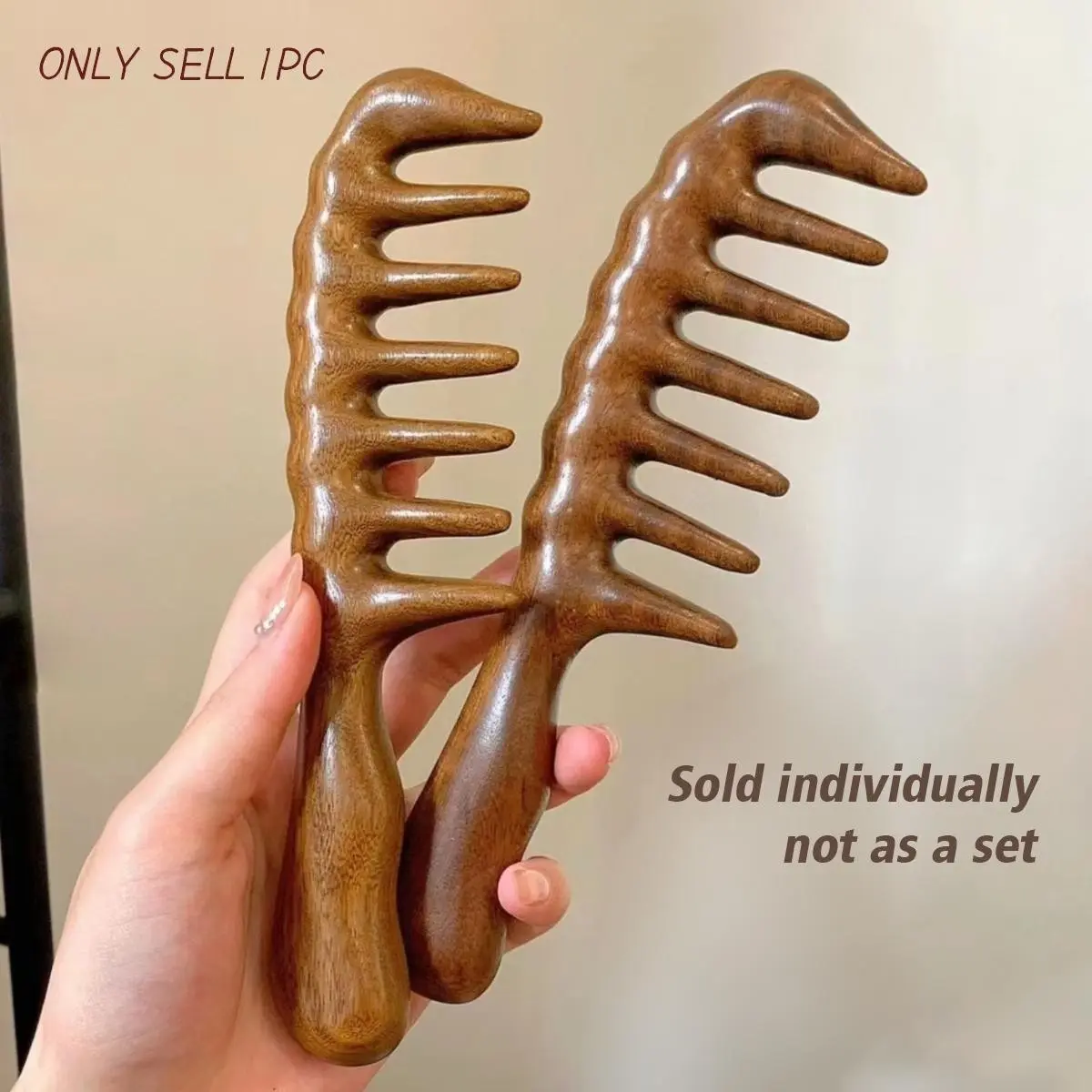 Wooden Wide Tooth Hair Comb, 1 Count Scalp Massage Comb, Curly Hair Detangling & Styling Tool, Grooming Comb, Hairdressing Comb for Women and Men, Hair Care Comb, Hairstyling Comb