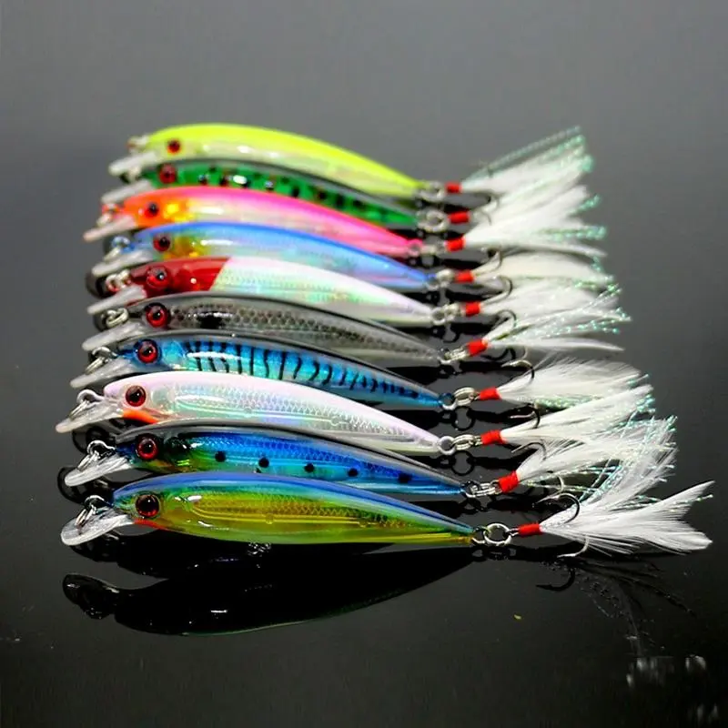 Artificial Fishing Lure with Hook, 10pcs Simulation Fake Bait, Outdoor Fishing Accessories, Fishing Equipment, Fishing Gear, Fishing Lures Kit, Fishing Lure Set