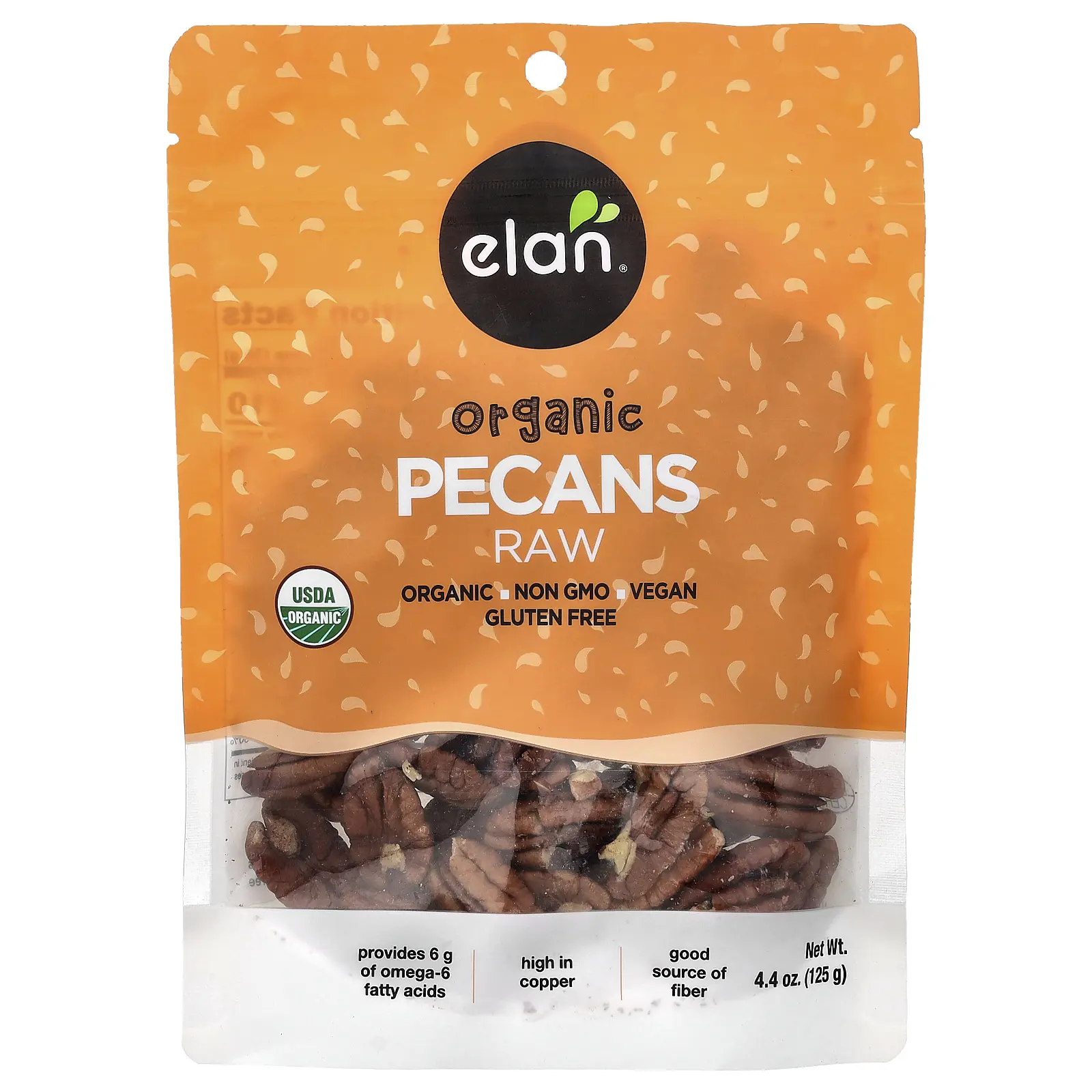 Elan Organic Pecans, Raw , 4.4 oz (125 g)