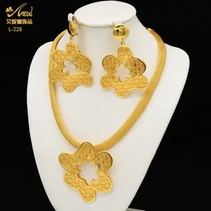 Dubai African Necklace Earrings Jewelry Set For Women 24K Gold Color Indian Nigeria Bridal Wedding Party Jewellery