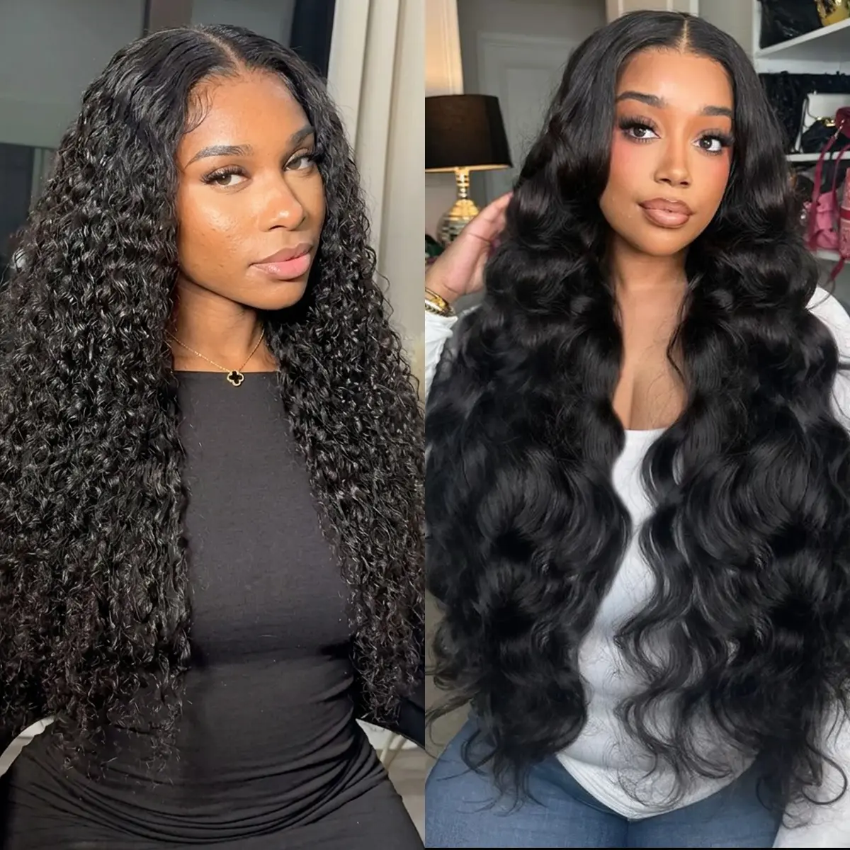 【Live Combo】2 Wigs | 13x4 HD Lace Front Human Hair Wig Set 180% Density Pre Plucked Natural Hairline Brazilian Virgin Hair 28+22 Inch Combo Set For Black Women Deep Wave Body Wave Straight