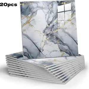 20 pieces of marble directly attach splash-proof panels for waterproofing bathroom wall panels, suitable for attaching tiles, PVC foam wall panels apply to kitchens, bathrooms, living rooms, Marble backsplash wallpaper, Faux Marble Finish