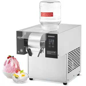 Commercial Snowflake Ice Machine with Stainless Steel Construction, Produces 375LBS/24H Flake Ice - Industrial Grade Ice Maker for Restaurants, Bars, Hotels, Cafes, and Ice Cream Displays