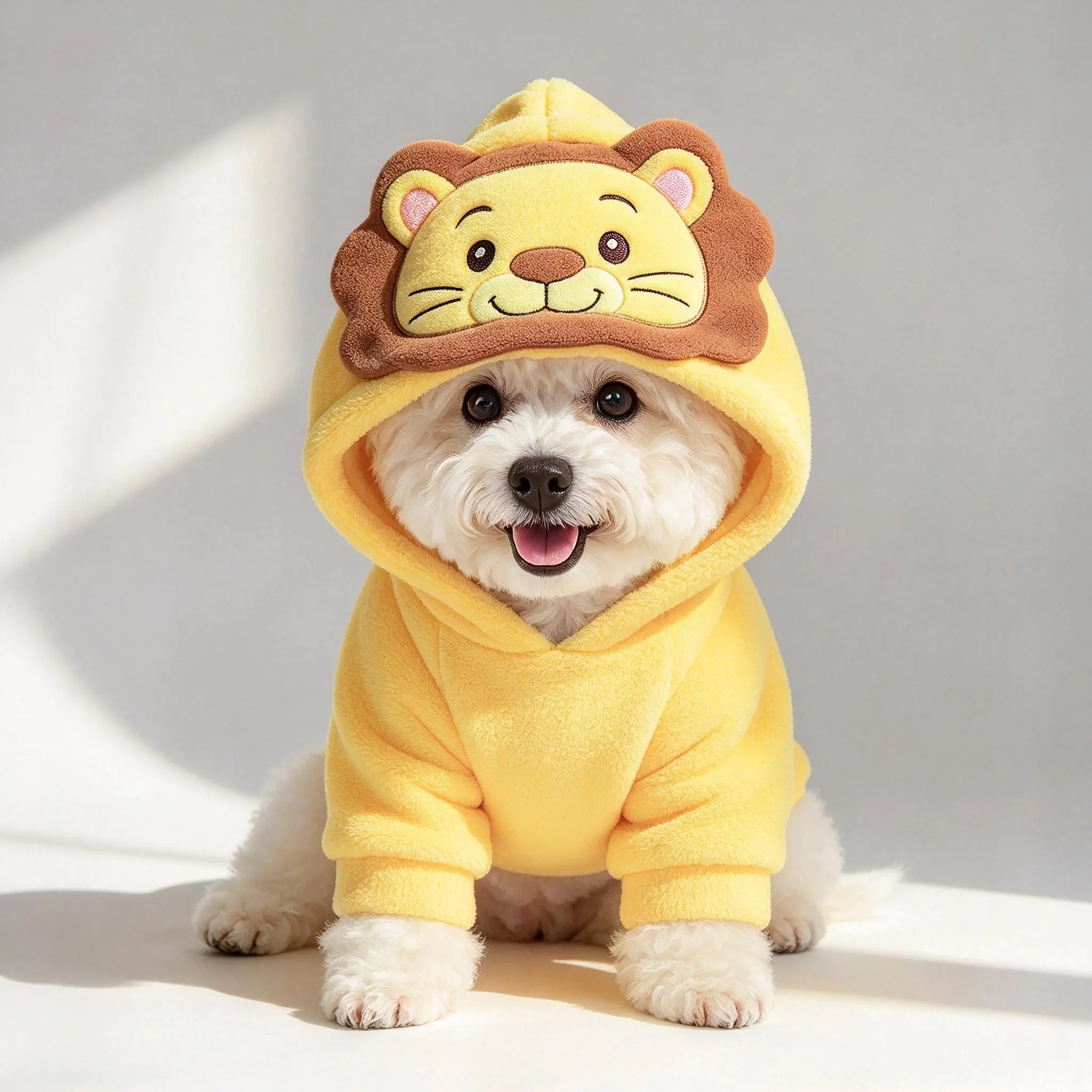 Pet Dinosaur Little Donkey Plush Hoodie - 1-Piece Pet Coat for Small-Medium Dogs & Cats, Warm Winter Costume for Christmas Halloween Parties, Holiday Party Outfit