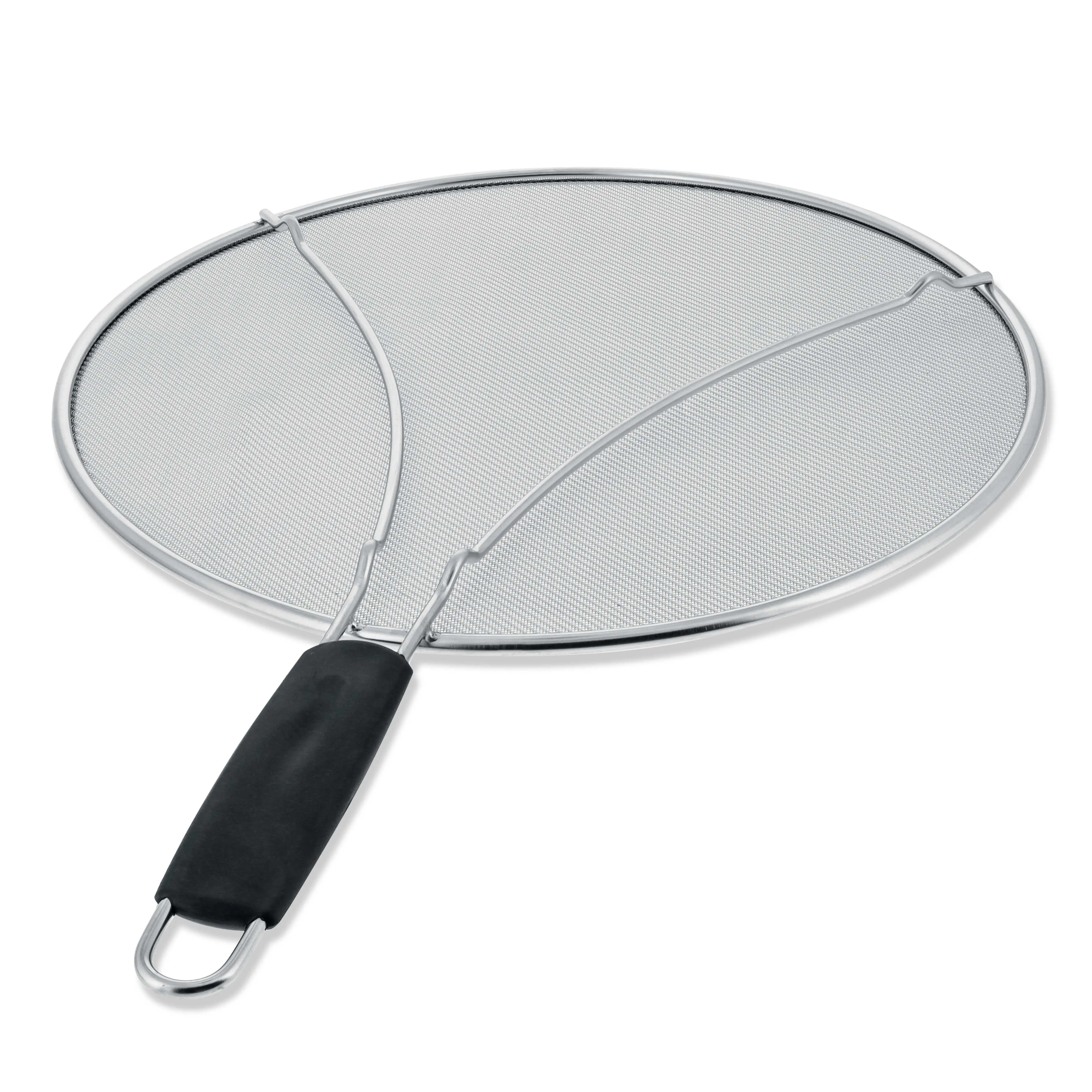 Stainless Steel Splatter Guard 13" Fine Mesh Cover, Grease & Oil, Splatter Screen for Frying Pan, Cooking Pots, with Resting Feet & Comfort Grip Handle