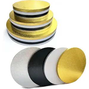 12 Packs Thick Greaseproof Assorted 8 10 12 inch Round Cake Drums Gold Black Sliver White Cardboard Cake Boards for Presenting Heavy Tall Tiered Cakes