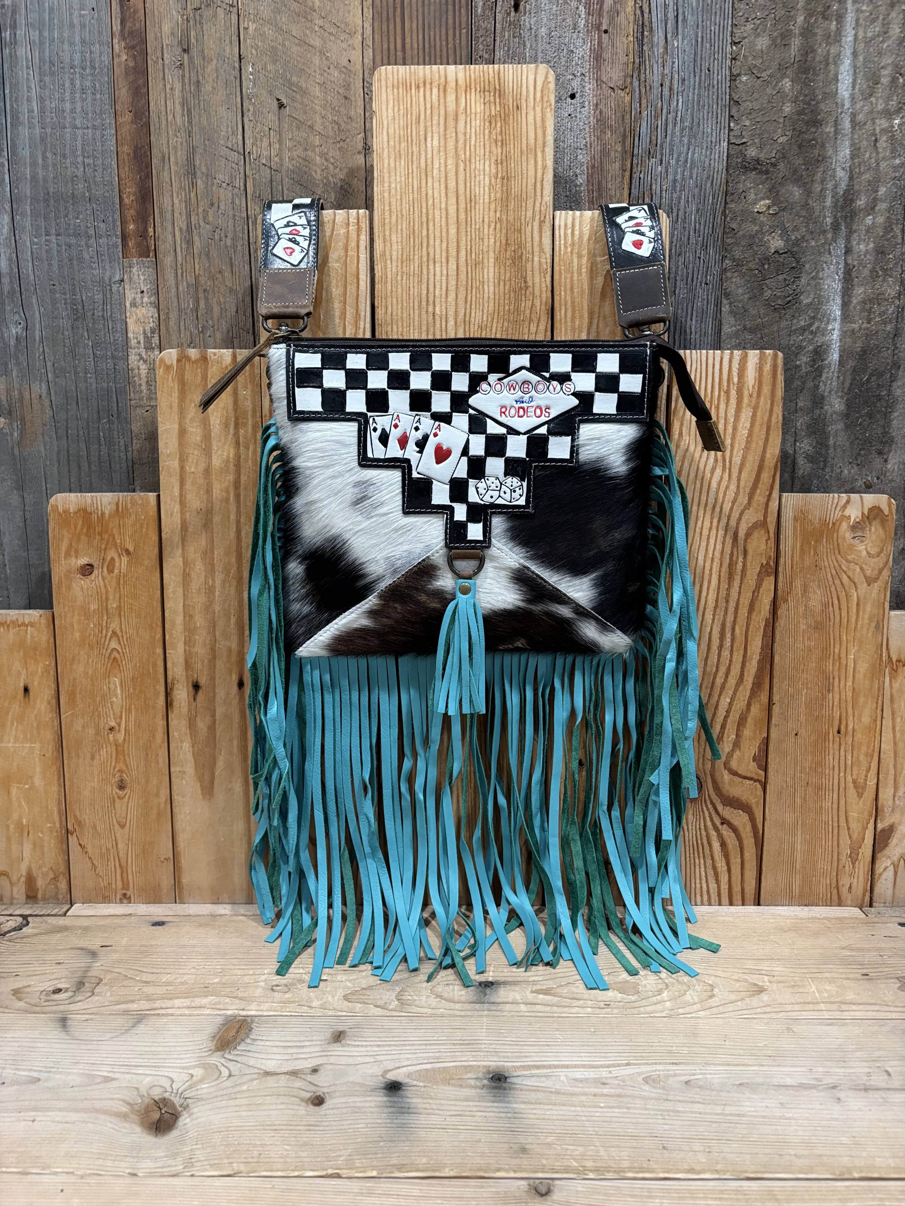 Checker Rodeo Cowhide Crossbody!