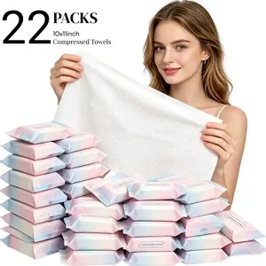 Extra Large Thick Compressed Towel Tablets, Portable Disposable Face Towels, Individually Wrapped Tablets, Expands with Water, Soft & Lint-Free, Single Use Towelette, 16 x 10 Inch, Travel Size (22/44/66 Counts)
