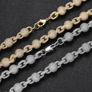 European and American cross-border hip-hop jewelry 10.5mm diamond-encrusted bubble bead chain zircon necklace hot-selling accessories men's bracelet
