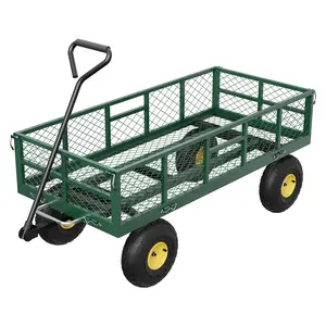 900 lbs Heavy Duty Steel Garden Dump Cart - Utility Outdoor Yard Wagon with Removable Mesh Sidewalls, 10-Inch Pneumatic Tires & 180° Swivel Handle - Durable Wheelbarrow for Lawn, Farm, Backyard 900 lbs Heavy Duty Steel Garden Dump Cart