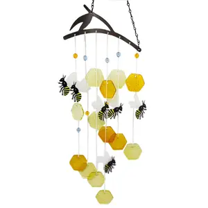 Amazon Best Seller: Bee Wind Chime Glass Pendant, Acrylic Bee Craft, Garden Decoration