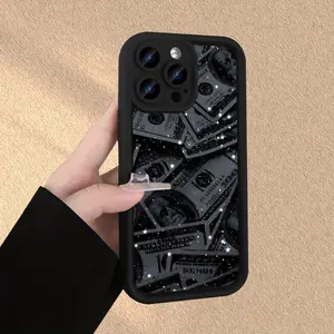 Creative Luxury Money Pattern Phone Case for IPhone 17 16 15 14 Pro Max 13 12 11 Air Plus Shockproof Non Slip Military-Grade Protection Silicone Cover