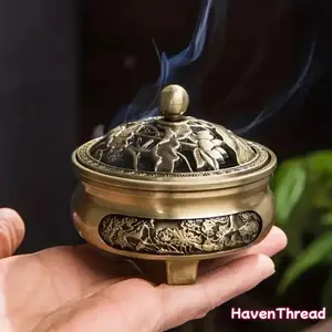Vintage Hollow-Out Dragon and Phoenix Aromatic Wood Incense Burner, 1-Count Handheld Incense Holder, Home Fragrance Decor Scent Aromatherapy Aid, Home Tabletop Ornament