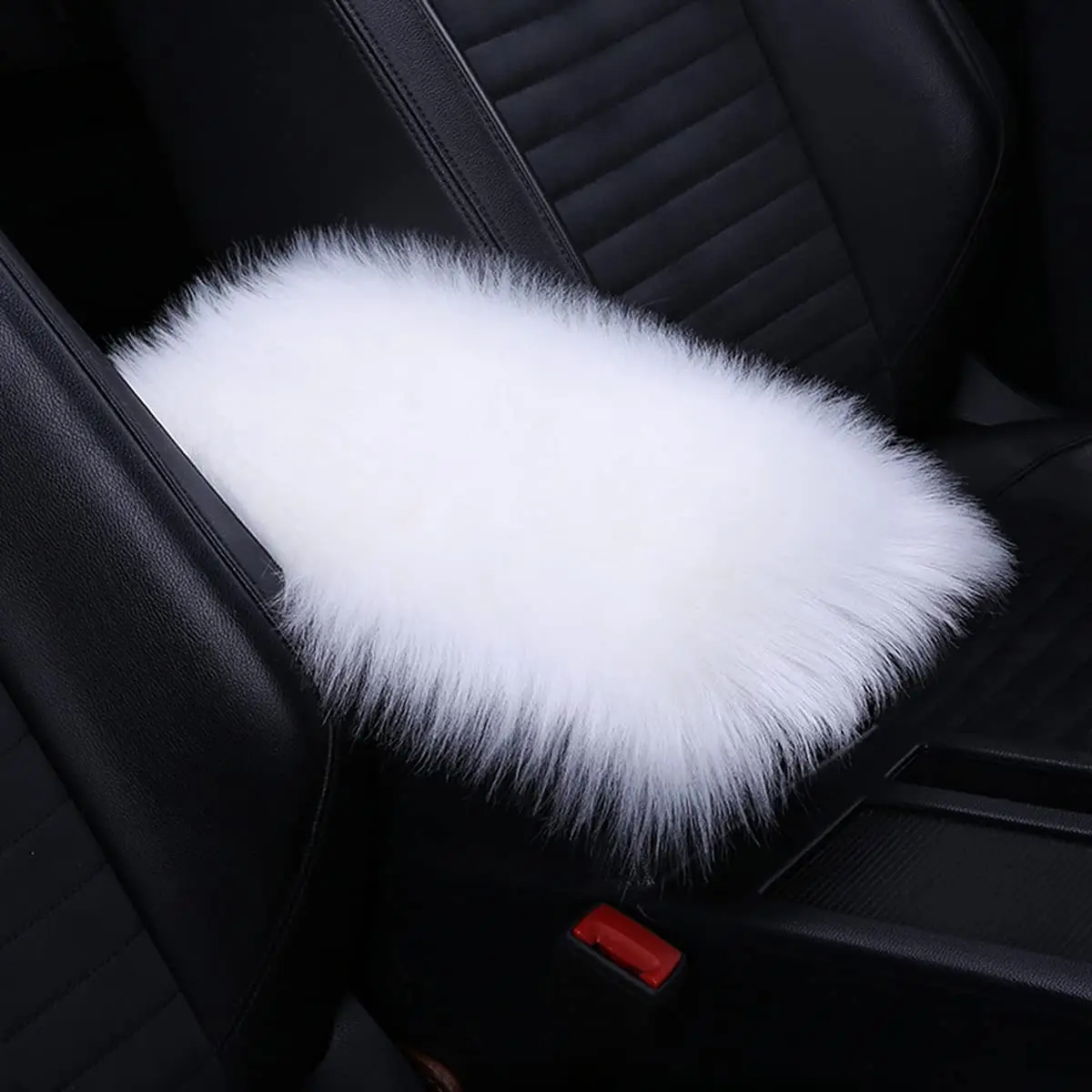 Furry Auto Center Console Cover Pad, Solid Color Decorative Vehicle Armrest Cushion, Car Interior Accessory For Car Gift