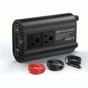 TATALIKEN 1500W Modified Sine Wave Car Power Inverter (12V to 110V) - Car Accessories with 2 US AC Outlets, 3 USB Ports for Phone, Computer Charging, Emergency Power Supply Essential