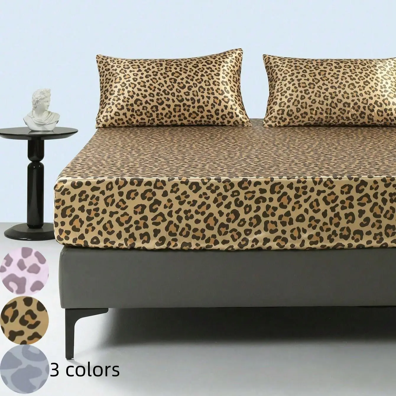 Leopard Print Bedding Set, 3 Counts/set Including 1 Count Fitted Sheet & 2 Counts Pillowcase without Filler, Soft Comfortable Bedding Set for Home Bedroom, Boho Bed Set, Polyester Bedding Set