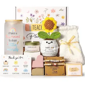 Teacher Gifts for Women, Teacher Appreciation Gift, Thank You Gift for Teachers Bulk Basket Back to School End of Year for Christmas Thanksgiving with 16oz Glass Cup