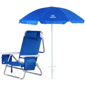 Nice C Backpack Beach Chair with Cooler Bag and Canopy Shade, 5 Position Reclining Beach Chair for Adults with Cup Holder