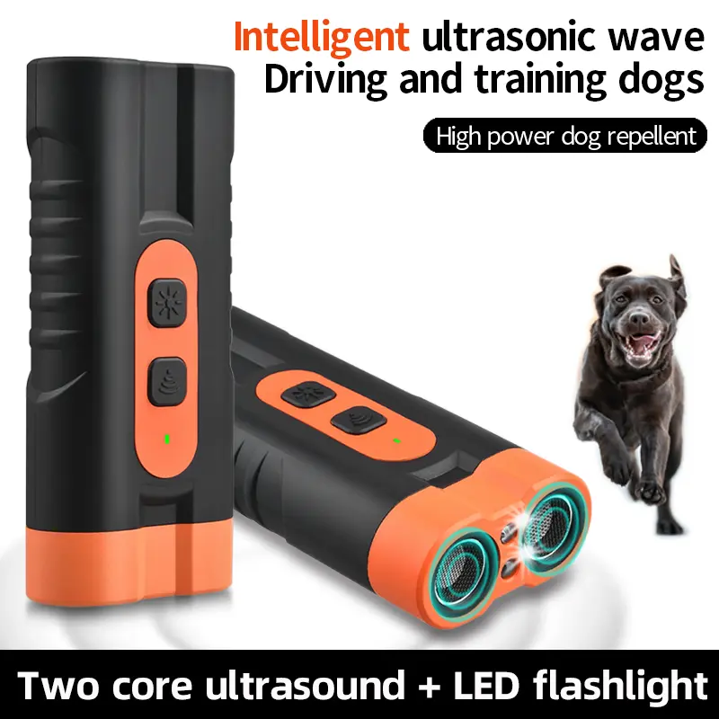 Ultrasonic Dog Training Aid for Bark Control, Rechargeable Dog Barking Deterrent, Helps Reduce Excessive Barking, Dual Emitter 50ft Range, Indoor & Outdoor Use with Flashlight