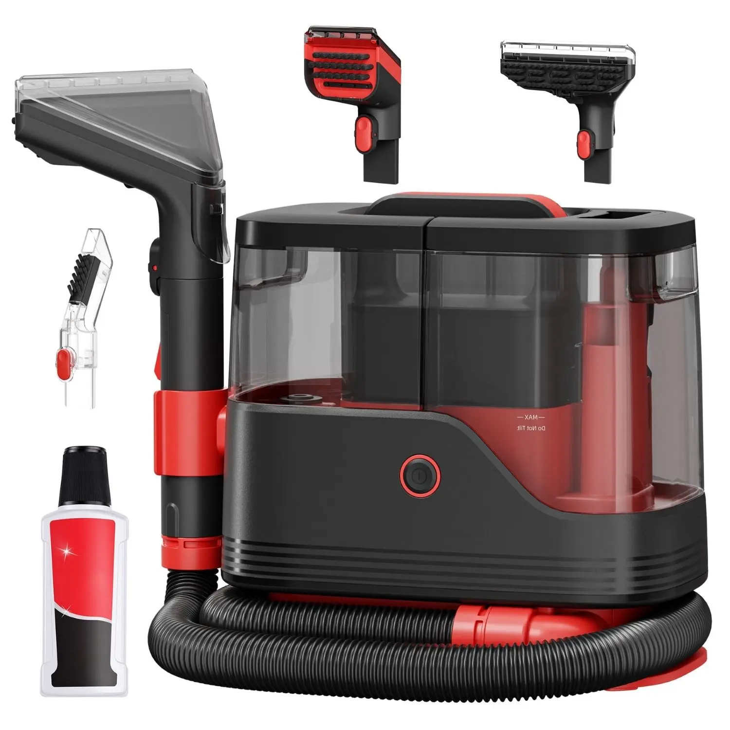 Carpet & Upholstery Spot Cleaner Machine, 12Kpa Powerful Suction & Couch Cleaner, Deep Cleaning for Carpet, Car, Pets, Stairs, Furniture, Self Cleaning System and Cleaner Solution Portable Carpet and Upholstery Cleaner, 13KPa Suction with 3 Brushes