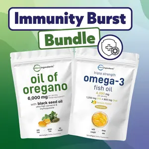 Micro Ingredients Immunity Burst Bundle: Oregano Oil with Black Seed Oil & Triple Strength Omega 3 Fish Oil Softgels