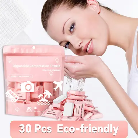 ICOTLE Compressed Towels Tablets Disposable Face Towels for Travel Camping Hiking 1 Pack 30 Count Size 9.4"x11.8" #Summervibesi#sohochic