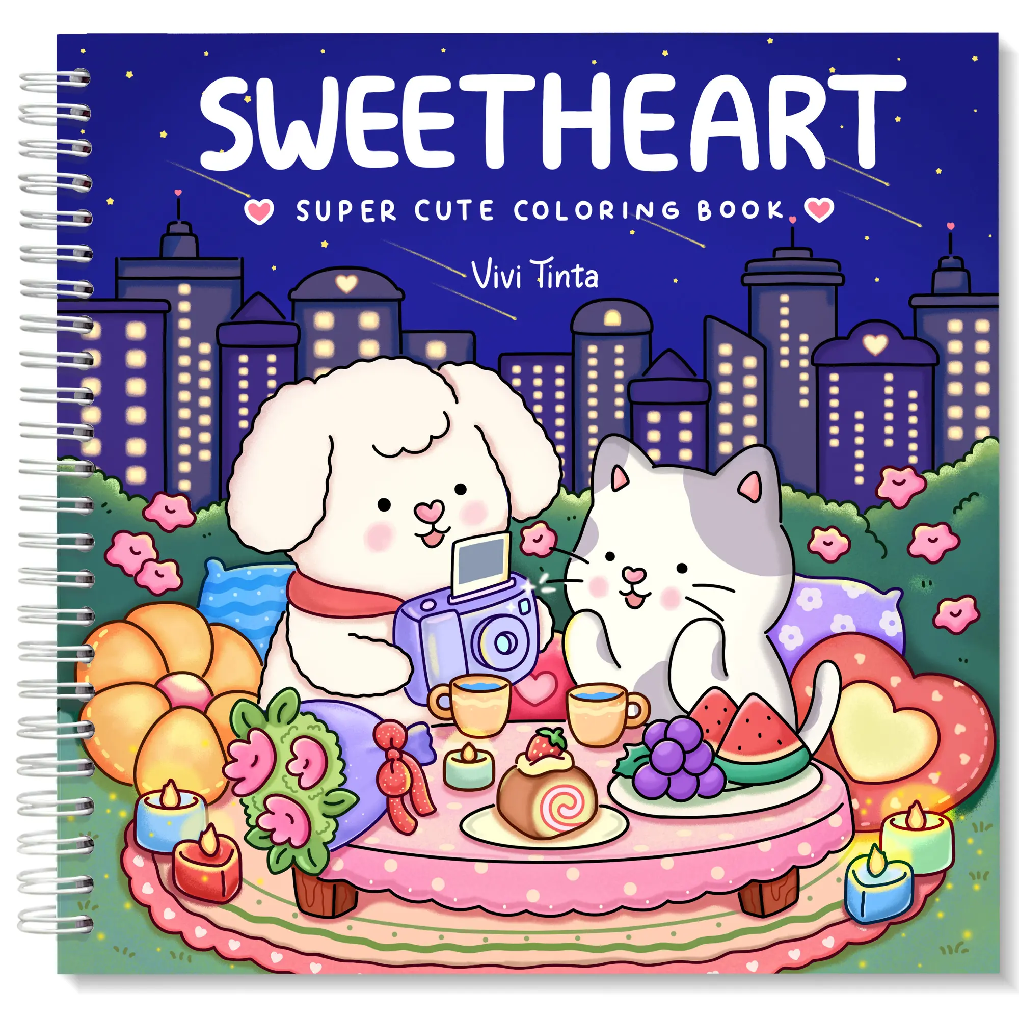 VIVI TINTA Sweetheart Coloring Book, Office Art Supplies with Adorable Valentine-Themed Animals, Cute Motif Coloring Book for Adult Relaxation & Creative Relief, Coloring Books