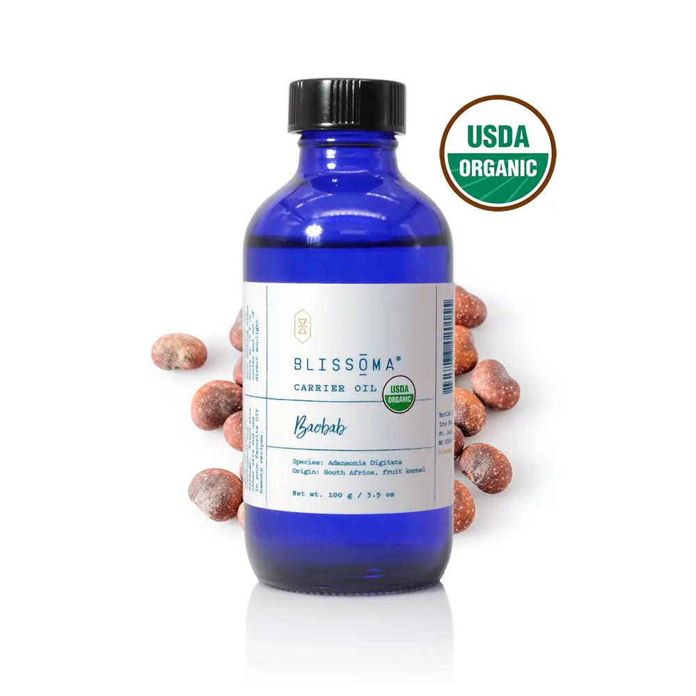 Blissoma Baobab Oil - Certified Organic, Virgin oil from South Africa for dry skin, eczema, flaking and cracked skin to soothe and rebuild the skin barrier