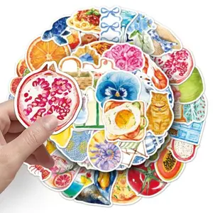 50pcs Mediterranean Ocean Theme Stickers, Waterproof Decorative Stickers for Milk Tea Cups, Stationery, Phone Cases, DIY Gifts