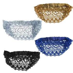 Bohemian Lace Headbands with Faux Pearls 4-Pack Floral Wide Hollow Wraps Vintage Stretch Accessories for Women Summer Dresses 2025 Hair Hairstyles Soft Breathable Cotton Polyester Blend
